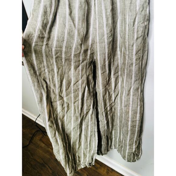MADEWELL Green Stripe 100% Linen Sweetheart Neckline Campbell Jumpsuit Size 8 - Picture 6 of 16